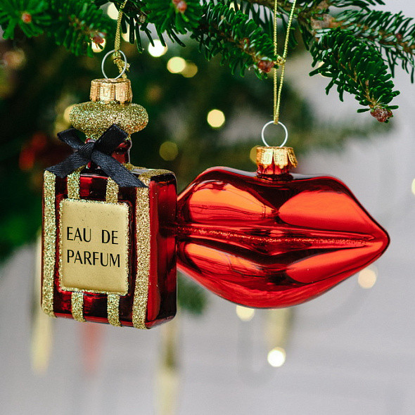 Елочная игрушка Gisela Graham All Glass. Красные губы / 02325