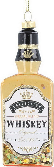 Елочная игрушка Gisela Graham All Glass. Бутылка виски с конфетти / 00248 - фото
