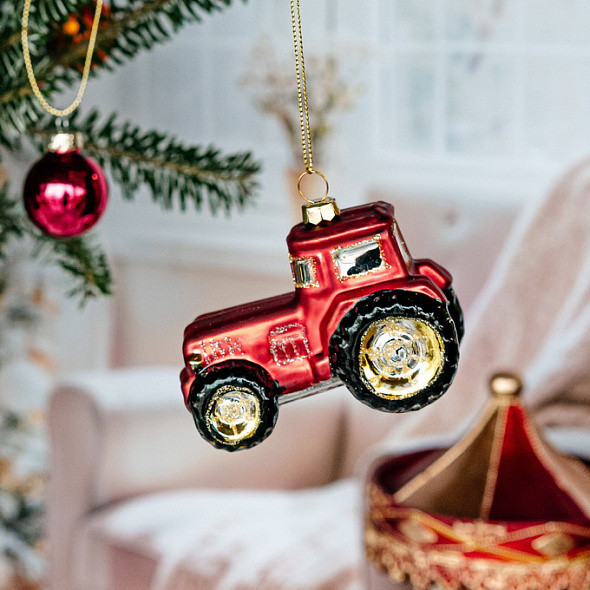 Елочная игрушка Gisela Graham All Glass. Трактор / 02654