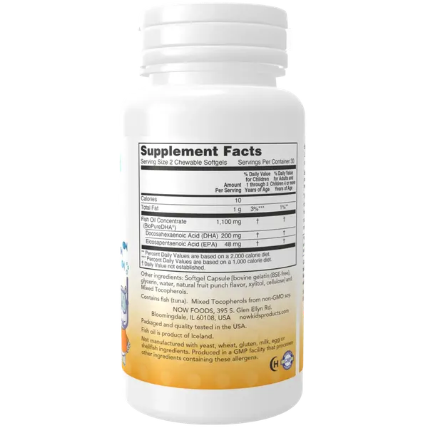 Жирные кислоты NOW DHA Kids