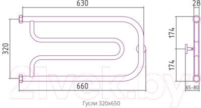 Полотенцесушитель водяной Сунержа Гусли+ 32x65 / 00-4009-3265