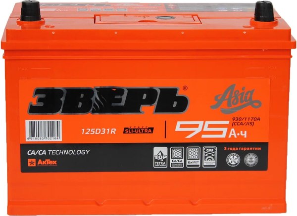 Автомобильный аккумулятор Зверь EFB Азия 6СТ-95 Евро / ZVEFBА 95-3-R - фото