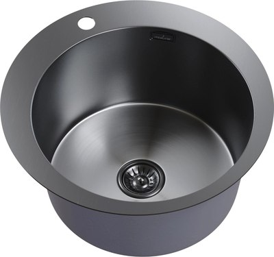 Мойка кухонная Mixline Pro 554770 (черный графит, с сифоном) - фото