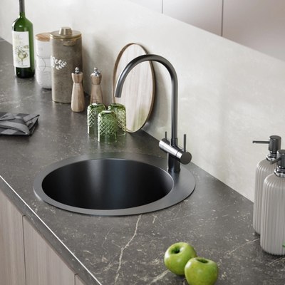 Мойка кухонная Mixline Pro 554770 (черный графит, с сифоном)