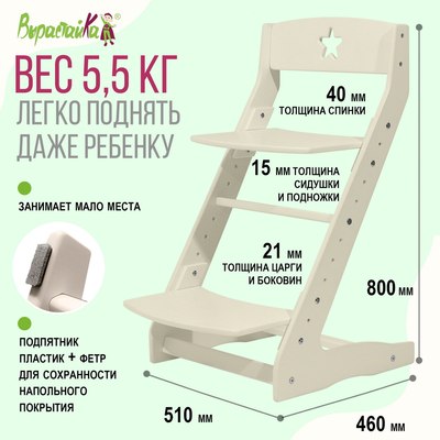 Стул детский Millwood Вырастайка 2 стандарт СДН-3 В2