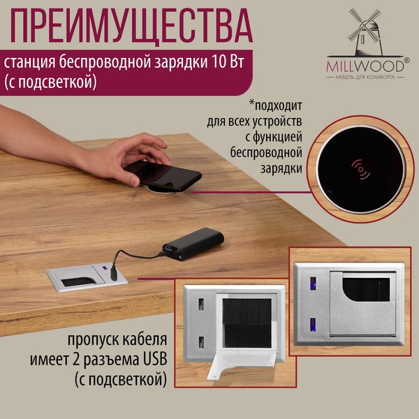 Стол с подъемным механизмом Millwood Подъемный Смарт с вырезом 160x80