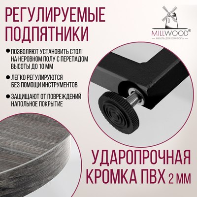 Обеденный стол Millwood Лондон D1100 Л раздвижной / 110-150x110x76