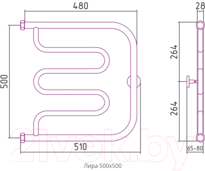 Полотенцесушитель водяной Сунержа Лира+ 50x50 / 00-4011-5050