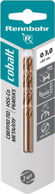 Набор сверл Rennbohr 3.0х61мм Power-Cobalt Р6М5К5 / 668030 - фото
