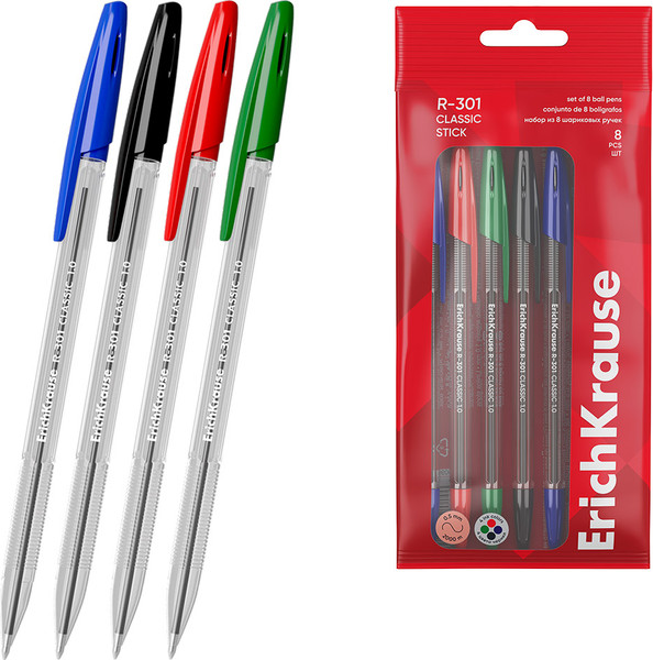 Набор шариковых ручек Erich Krause R-301 Stick Classic / 60993 - фото