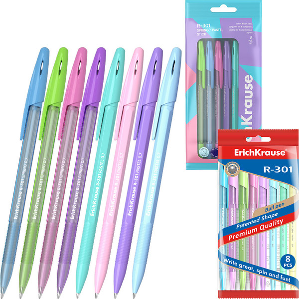 Набор шариковых ручек Erich Krause R-301 Stick Spring Pastel / 58711 - фото