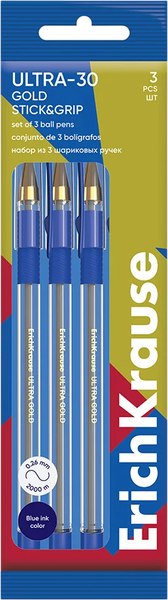 Набор шариковых ручек Erich Krause Ultra-30 Gold Stick&Grip Classic / 61110 - фото
