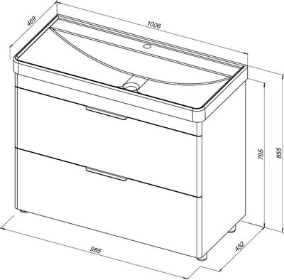 Тумба с умывальником Aquanet Ирис New 100 / 339257