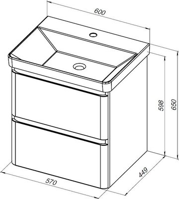 Тумба с умывальником Aquanet Эмбер 60 / 330466