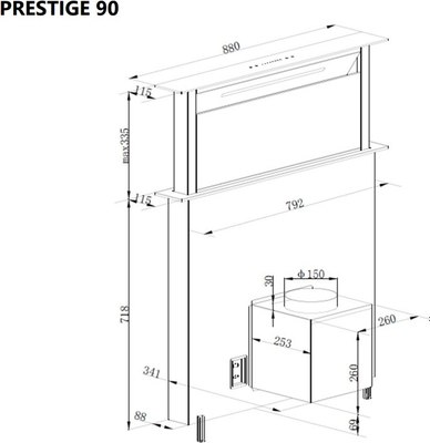 Вытяжка скрытая Maunfeld Prestige 90