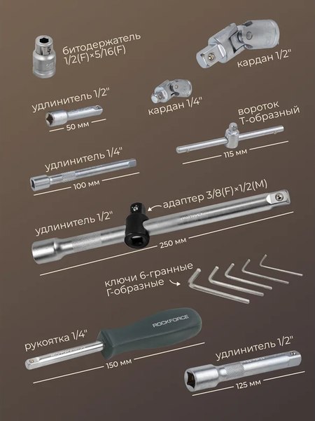 Универсальный набор инструментов RockForce RF-41082-5L New