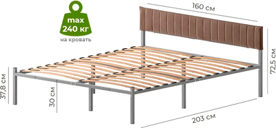 Двуспальная кровать Домаклево Лофт Компакт 160x200