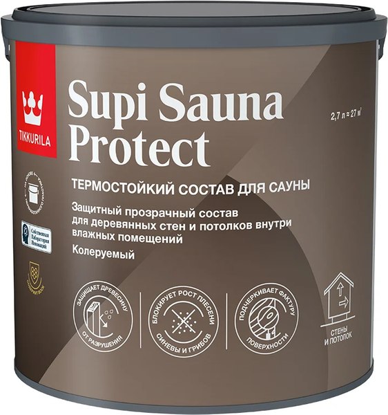 Пропитка для дерева Tikkurila Supi Sauna Protect EP - фото