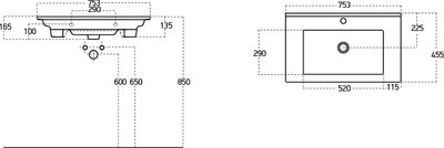 Тумба с умывальником Гамма Р27оФ8/1-У 75 Атриа 9075