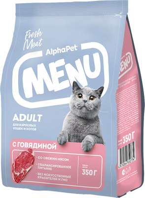 Сухой корм для кошек AlphaPet Menu с говядиной / 130001 - фото