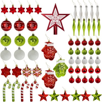 Набор елочных игрушек Золотая сказка 592184 (67шт, красный/зеленый) - фото