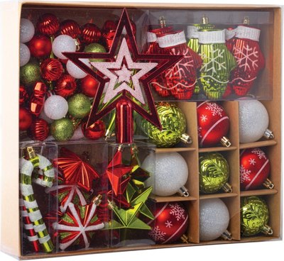 Набор елочных игрушек Золотая сказка 592184 (67шт, красный/зеленый)