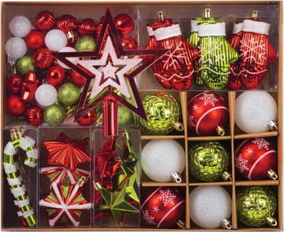 Набор елочных игрушек Золотая сказка 592184 (67шт, красный/зеленый)