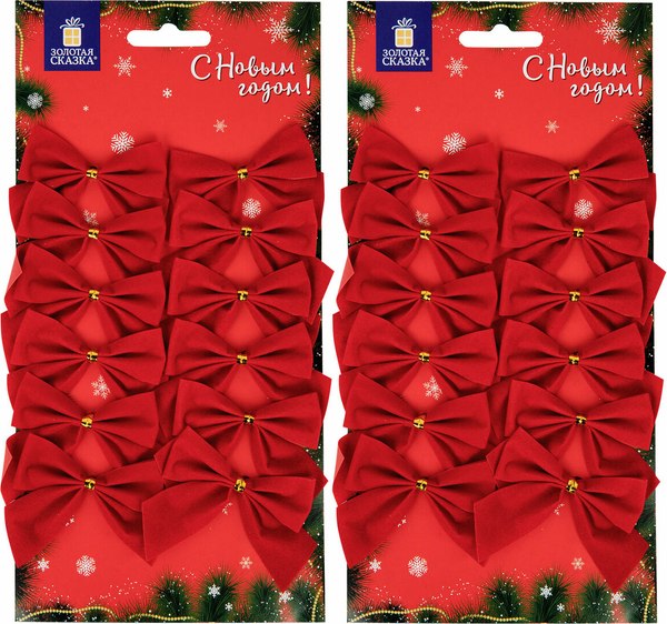 Набор елочных игрушек Золотая сказка Бантики / 592155 - фото