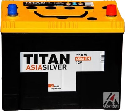 Автомобильный аккумулятор TITAN Asia Silver B01 650A R+ (77 А/ч) - фото
