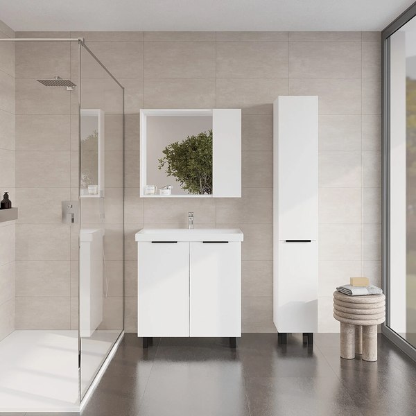 Шкаф с зеркалом для ванной Viant Берлин 60 / VBER60BEL-ZSH