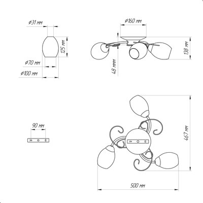 Люстра Элетех Сюита НПБ 01-3x60-166 Е14 / 1005405441