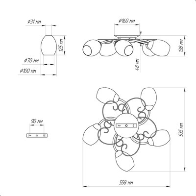 Люстра Элетех Сюита НСБ 01-3x60-179 Е14 / 1005405443