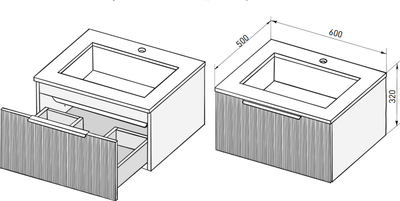 Тумба под умывальник Salini Touch V 60 / T600V1G