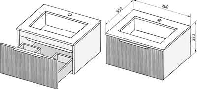 Тумба под умывальник Salini Touch V 60 / T600V1G