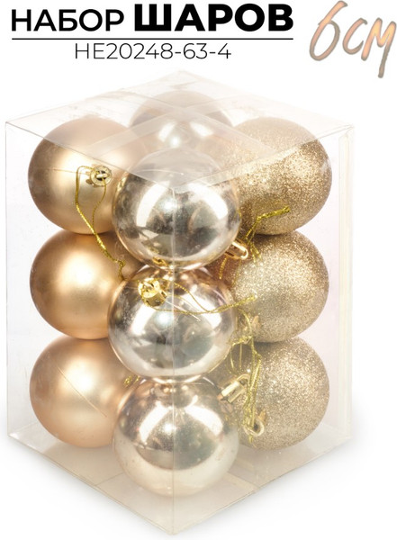 Набор шаров новогодних Ausini HE20248-63-4