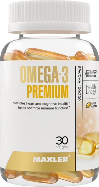 Жирные кислоты Maxler Omega-3 Premium EPA/DHA 400/200 Citrus - фото