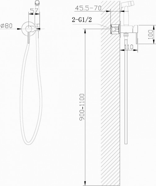 Гигиенический душ со смесителем Abber Wasser Kreis AF8125NG