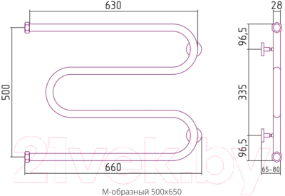 Полотенцесушитель водяной Сунержа М-образный + 50x65 / 00-4007-5065