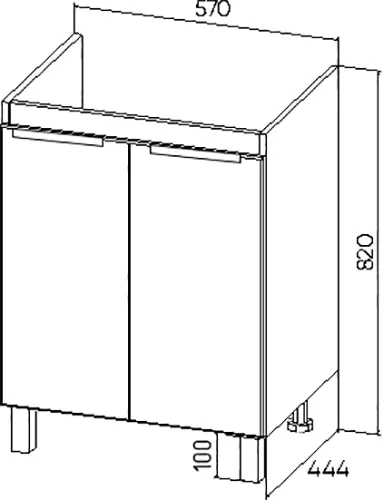 Тумба под умывальник Viant Берлин Moduo 60 / VBER60MDBEL-T2ST