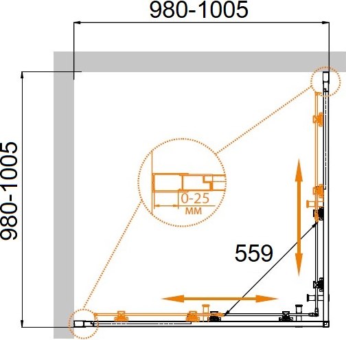 Душевой уголок Cezares Molveno-A-2-100-C-GM-IV