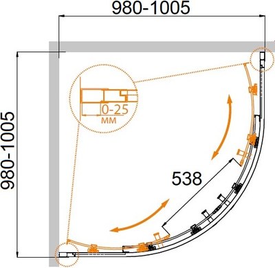 Душевой уголок Cezares Molveno-R-2-100-C-Boro-IV