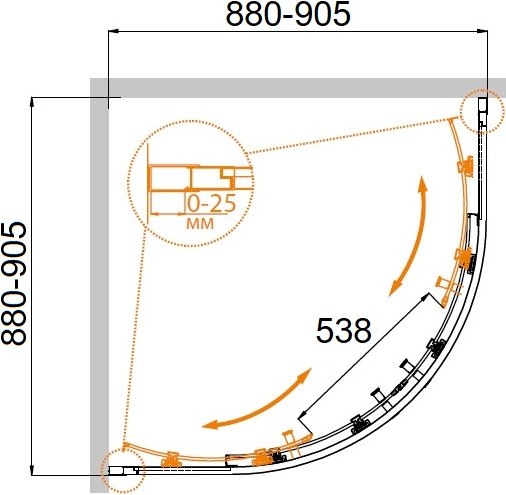 Душевой уголок Cezares Molveno-R-2-90-C-Boro-IV