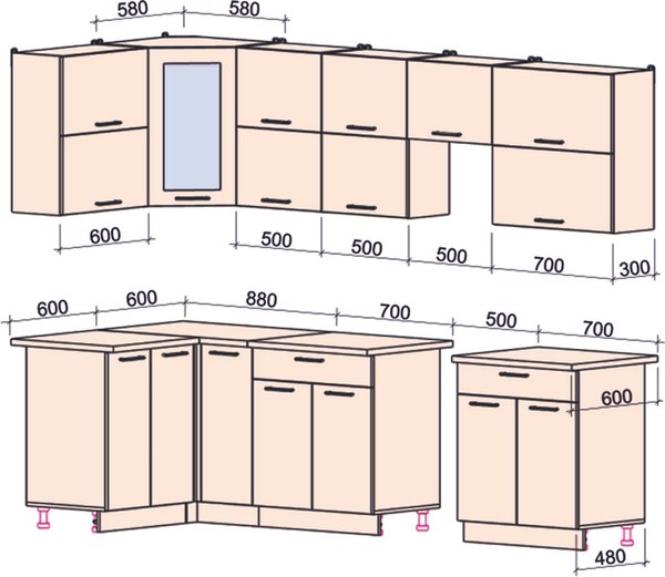 Кухонный гарнитур Интерлиния Мила Gloss 50-12x28