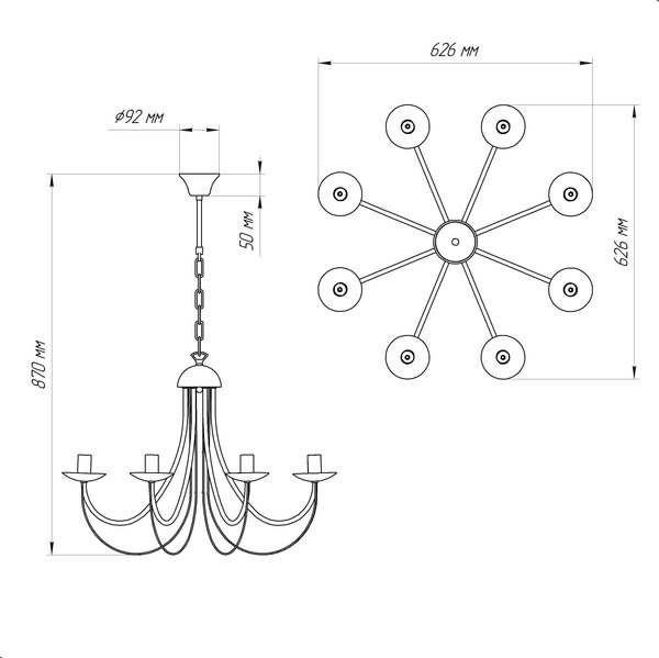 Люстра Элетех Астра НСБ 01-8x60-108 Е14 / 1005405423