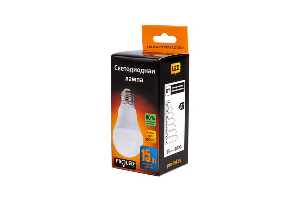 Лампа Proled A65-15W/3000K/E27