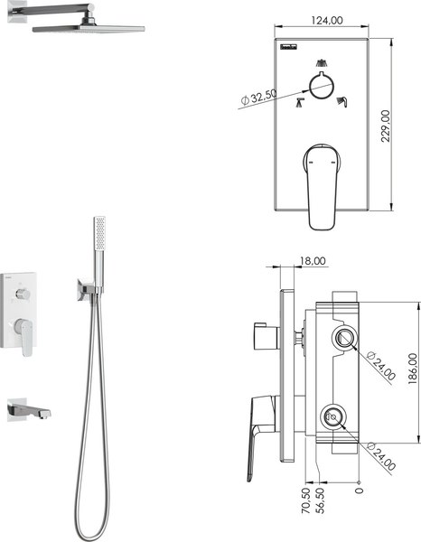 Душевая система со смесителем Teska Ciera AS3300W