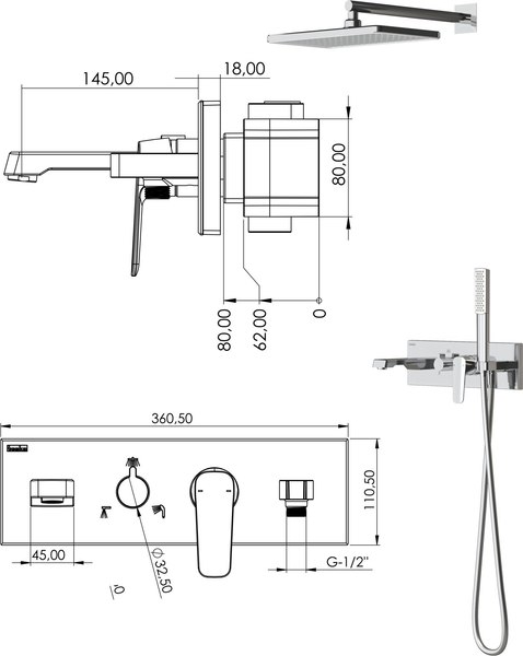 Душевая система со смесителем Teska Enjoy AS3110