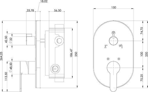 Душевая система со смесителем Teska Amos AS3400
