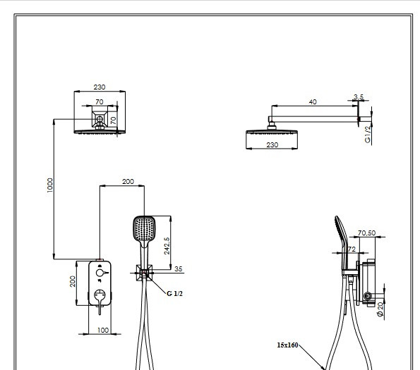 Душевая система со смесителем Teska Alinda AS2201