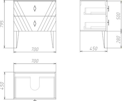 Тумба под умывальник Grossman Вива 70 / 107012